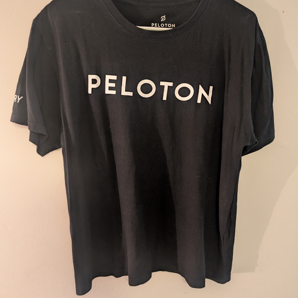 Peloton Black Crewneck Tee with White Logo